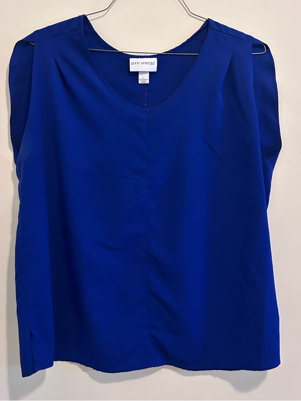 Pure Energy Women's Cobalt Blue V-Neck Sleeveless Top